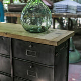 ancien meuble console 12 casiers industriel a clapet Roneo 1950 plateau chene massif