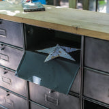 ancien meuble console 12 casiers industriel a clapet Roneo 1950 plateau chene massif