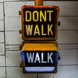 New York feu dont walk americain vintage USA jaune d'origine avec fixations murale