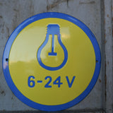 Enamel sign, Russian factory, yellow lightbulb