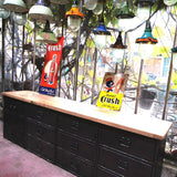 enfilade industrielle 12 compartiments atelier militaire plateau vieux chene massif