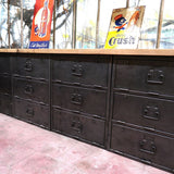 enfilade industrielle 12 compartiments atelier militaire plateau vieux chene massif