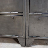 9-compartment industrial sideboard, military workshop style, solid old oak top
