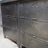 9-compartment industrial sideboard, military workshop style, solid old oak top