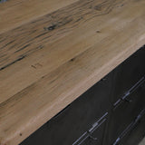 meuble militaire console métal plateau bois 6 tiroirs