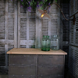 meuble militaire console métal plateau bois 6 tiroirs