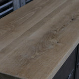 9-compartment industrial sideboard, military workshop style, solid old oak top