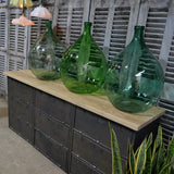 9-compartment industrial sideboard, military workshop style, solid old oak top