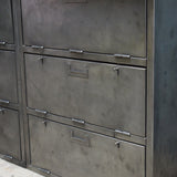 enfilade industrielle 9 compartiments atelier militaire plateau vieux chene massif