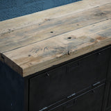 enfilade industrielle 9 compartiments atelier militaire plateau vieux chene massif