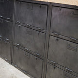 enfilade industrielle 9 compartiments atelier militaire plateau vieux chene massif