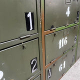 enfilade industrielle 12 compartiments atelier militaire plateau massif bois brulé