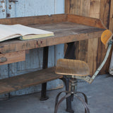industrial workbench/console table with cast iron legs
