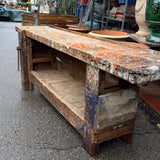 Établi ancien d’ébéniste en bois massif – établi d’atelier vintage – meuble de métier industriel