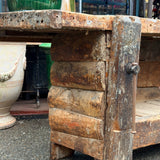 Établi ancien d’ébéniste en bois massif – établi d’atelier vintage – meuble de métier industriel