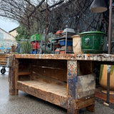 Établi ancien d’ébéniste en bois massif – établi d’atelier vintage – meuble de métier industriel