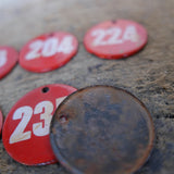 lot de 6 pieces - numero emaillé pour meuble metier stock vintage / lot 2