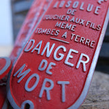 Plaque alu danger de mort.  eletricite de france EDF