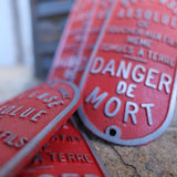 Plaque alu danger de mort.  eletricite de france EDF