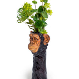 Vase en céramique peint à la main en forme de tête de chimpanzé