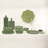 Panier ceramic rond vert D22,6 H10,8cm