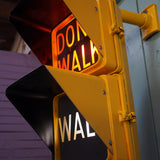 New York feu dont walk americain vintage USA jaune d'origine avec fixations murale