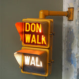New York feu dont walk americain vintage USA jaune d'origine avec fixations murale