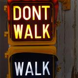 New York feu dont walk americain vintage USA jaune d'origine avec fixations murale
