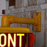 New York feu dont walk americain vintage USA jaune d'origine avec fixations murale
