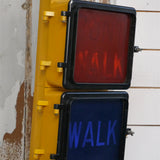 New York feu dont walk americain vintage USA jaune d'origine avec fixations murale