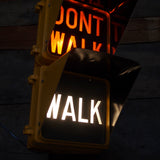 New York feu dont walk americain vintage USA jaune d'origine avec fixations murale