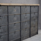 ancien meuble enfilade 16 casiers industriel a clapet roneo 1950 plateau chene massif