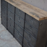 ancien meuble enfilade 16 casiers industriel a clapet roneo 1950 plateau chene massif