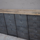 ancien meuble enfilade 16 casiers industriel a clapet roneo 1950 plateau chene massif