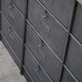 ancien meuble enfilade 16 casiers industriel a clapet roneo 1950 plateau chene massif