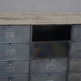 ancien meuble enfilade 16 casiers industriel a clapet roneo 1950 plateau chene massif
