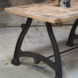tres grande table industrielle plateau chene massif 3 pieds fonte