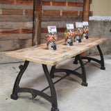 tres grande table industrielle plateau chene massif 3 pieds fonte