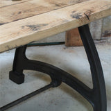 tres grande table industrielle plateau chene massif 3 pieds fonte