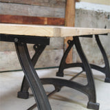 tres grande table industrielle plateau chene massif 3 pieds fonte