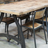 tres grande table industrielle plateau chene massif 3 pieds fonte