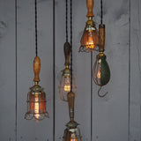 Set of 5 industrial portable work lights from the USA, used in New York cellars