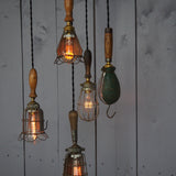 Set of 5 industrial portable work lights from the USA, used in New York cellars