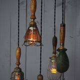 Set of 5 industrial portable work lights from the USA, used in New York cellars