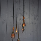Set of 5 industrial portable work lights from the USA, used in New York cellars