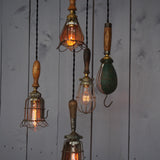 Set of 5 industrial portable work lights from the USA, used in New York cellars