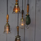 Set of 5 industrial portable work lights from the USA, used in New York cellars