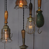 Set of 5 industrial portable work lights from the USA, used in New York cellars