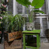 sellette, tabouret bois vert gazon