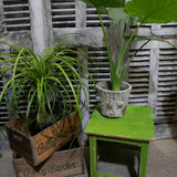 sellette, tabouret bois vert gazon